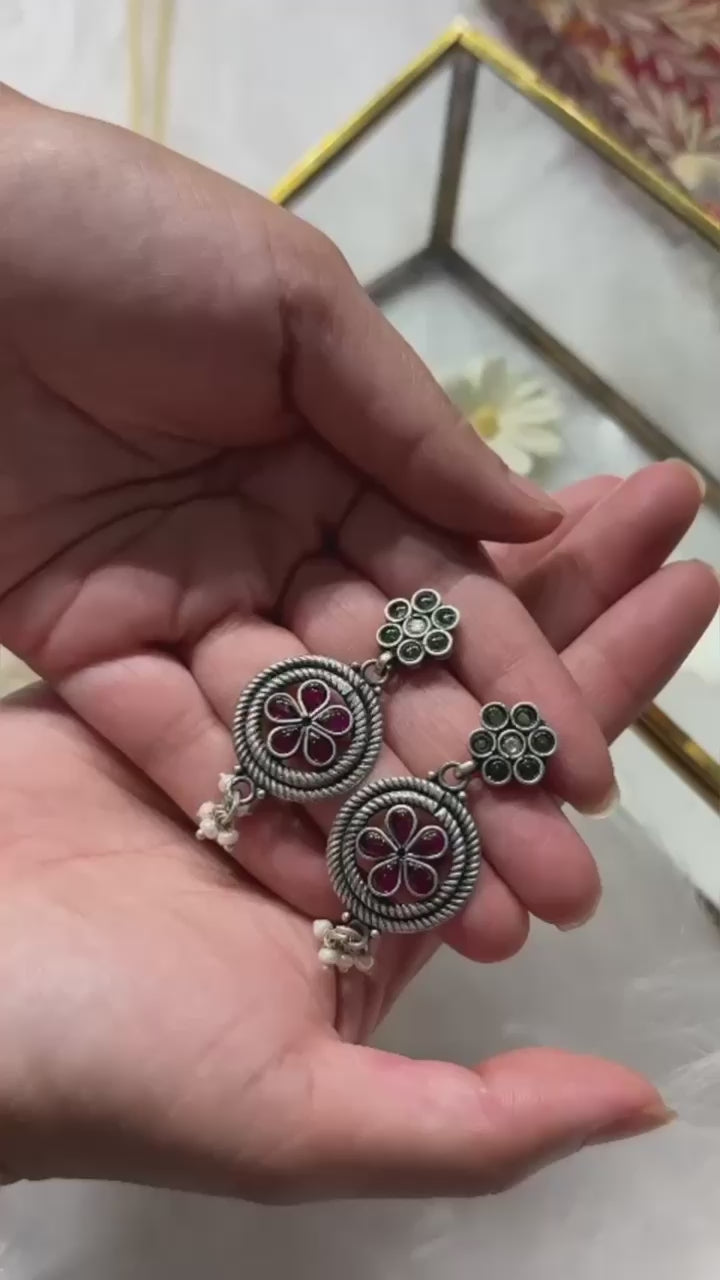Tattva Silver Oxidised Earrings